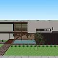 Modern Detached Villa With Swimming Pool Terrace And Outdoor Furniture In Landscaped Garden