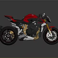 Red Sport Motorcycle With Gold Wheels Black Seat And Modern Sleek Design