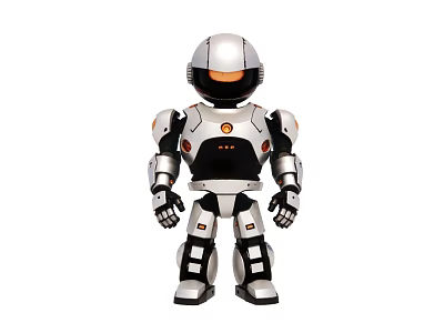 Smart Robot Featuring Silver Exterior Black Details And Modern Humanoid Design 3d model