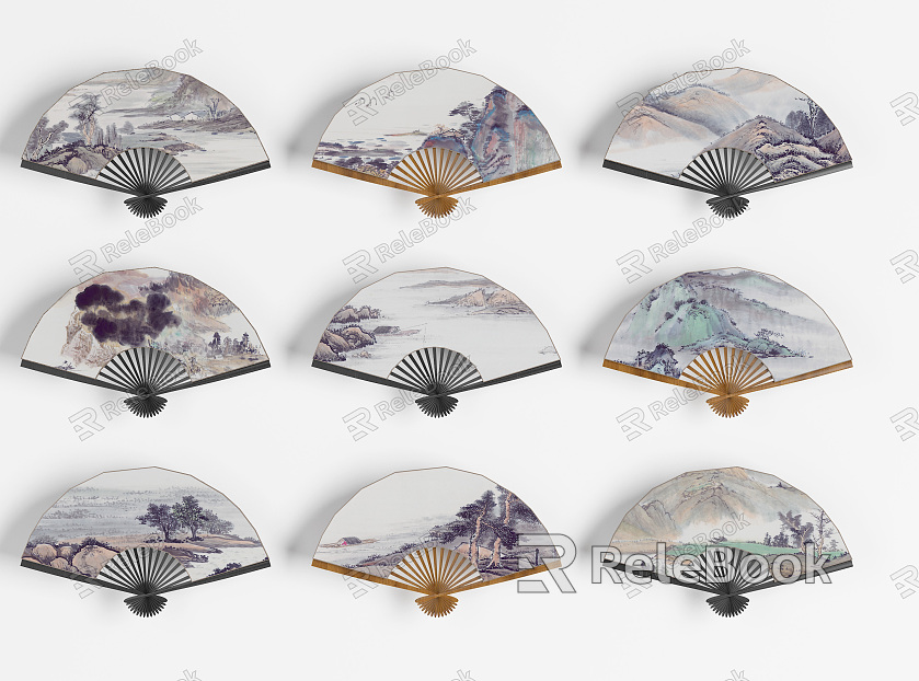 New Chinese style fan pendant wall decoration model