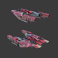 Two Futuristic Red And Gray Sci Fi Spaceships With Detailed 3D Design 3d model