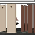 Modern Room Divider With Wooden Panels And Metal Frames For Interior Design