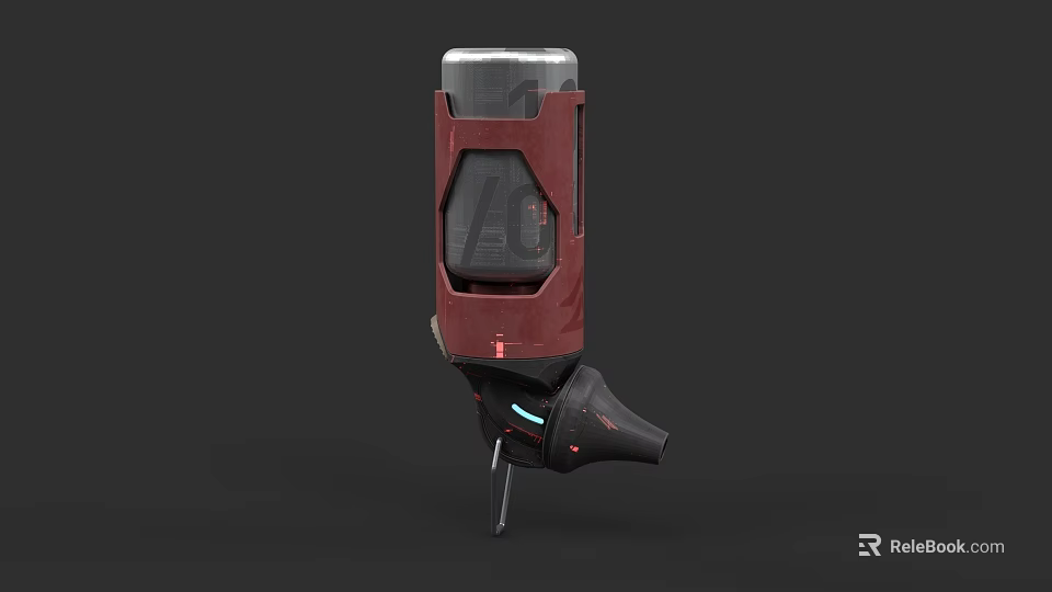 Red And Black Medical Device With Transparent Window And Needle Structure 3d model 