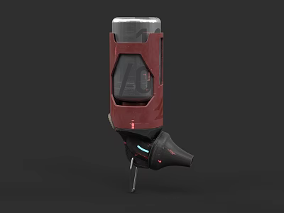 Red And Black Medical Device With Transparent Window And Needle Structure 3d model