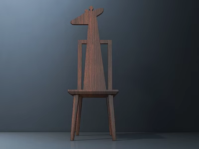 Wooden Leisure Chair With Giraffe Head Backrest Modern Minimalist Design 3d model