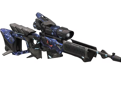 Futuristic Sniper Rifle with Blue Black Design Glowing Blue Lines Red Accents and Precision Scope 3d model