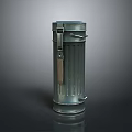 Vintage Industrial Metal Cylinder With Leather Strap Rustic Finish And Classic Structure
