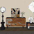 Middle Ancient Bucket Cabinet Middle Ancient Style Side Cabinet Solid Wood Entrance Cabinet New Chinese Style Bedside Cabinet Decorative Cabinet Ornaments Combination Kite Lamp Wall Lamp Floor Lamp Table Lamp 3d model