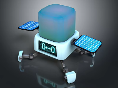 Modern Robotic Probe With Solar Panels Digital Display White Structure And Mechanical Legs 3d model