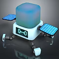 Modern Robotic Probe With Solar Panels Digital Display White Structure And Mechanical Legs