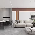 Modern Living and Dining Room Interior Design With TV Wall Fireplace And Decorative Art