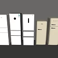 Five Various Styles Refrigerators And Freezers In White Cream Colors