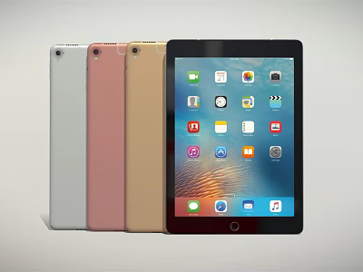 Apple iPad in Multiple Colors Silver Pink Gold Black with Screen Displaying Apps 3d model Apple iPad in Multiple Colors Silver Pink Gold Black with Screen Displaying Apps 3d model