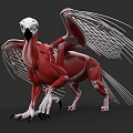 Mythical Flying Griffin Creature With Detailed Muscular Body And Skeletal Wings