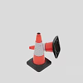 Road Facilities Featuring Orange Traffic Cones With Reflective Stripes And Black Bases 3d model