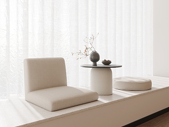 Modern Bay Window Cushion Curtain 3d model