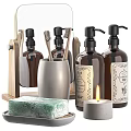 Bathroom Accessories Set With Toothbrushes Soap Dispensers Green Soap Bar And Candle