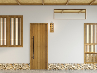 Japanese-style door and window 3d model