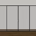 Modern Sliding Doors With Black Frame And Vertical Striped Glass For Interior Space 3d model