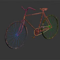 Vintage Rusty Metal Bicycle on Dark Reflective Surface 3d model