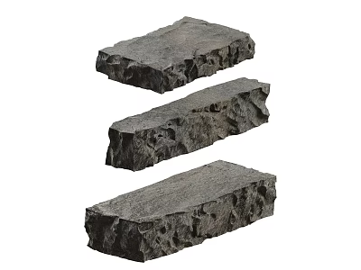 Three Natural Rockery Stones With Rough Surface For Garden Landscape Decoration 3d model