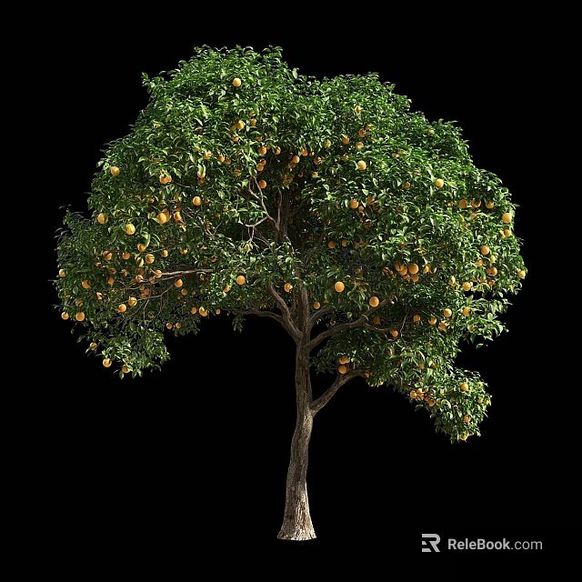 Lush Fruit Arbor With Green Leaves Brown Trunk And Abundant Yellow Fruits 3d model 