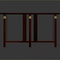 Red Round Table With Gold Decorative Lines Unique Cross Leg Structure Elegant Wooden Furniture Piece