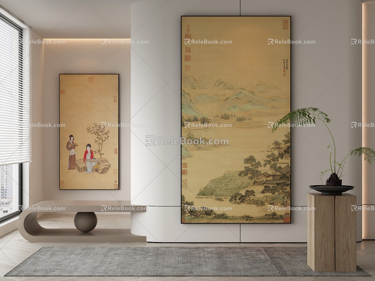 New Chinese Decorative Painting Hanging Painting 3d model