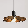 Modern Petal Shaped Pendant Light With Brown Fabric Shade And White Bulb