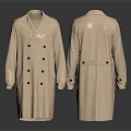 Beige Long Trench Coat With Double Breasted Lapel Collar Pockets And Epaulets