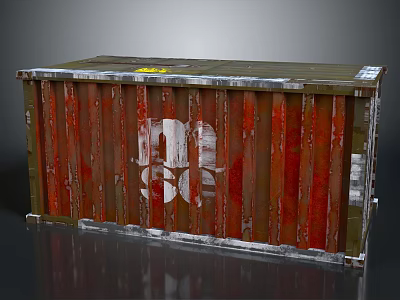 Rusty Shipping Container With Striped Surface And White Logo Metal Structure 3d model
