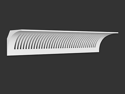 White Architectural Component with Curved Edge and Striped Openwork Design 3d model