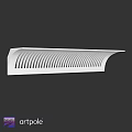 White Architectural Component with Curved Edge and Striped Openwork Design