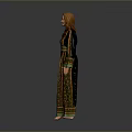 Woman Wearing Traditional Black Dress With Colorful Embroidery And Green Trim