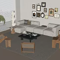 Sofa Coffee Table Combination Multi-person Sofa Coffee Table Leisure Chair Side Corner Table 3d model