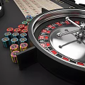 Casino Style Entertainment Table With Roulette Wheel And Chairs