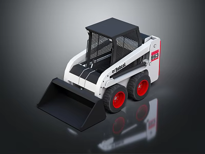 Bobcat S550 Skid Steer Loader With White Black Body Red Wheels And Front Bucket 3d model