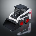 Bobcat S550 Skid Steer Loader With White Black Body Red Wheels And Front Bucket