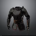 Medieval Metal Armor With Red Belt And Shiny Metallic Surface Design