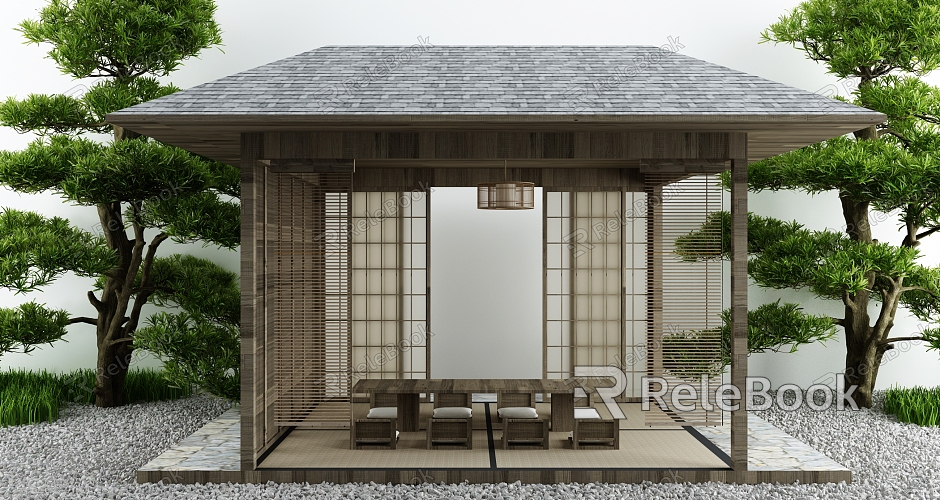 New Chinese Pavilion Courtyard Leisure Tea Room model