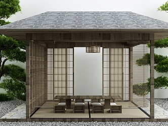 New Chinese Pavilion Courtyard Leisure Tea Room 3d model