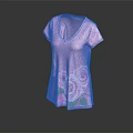 Women's Pink V Neck Short Sleeve Top With Rose Print Floral Design
