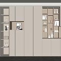 Modern Decorative Cabinet with Open Shelves Closed Doors LED Lighting and Decorative Items