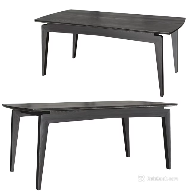Modern Dark Wooden Dining Table With Unique Leg Design And Smooth Surface 3d model