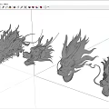 Carved Dragon Head Decorative Ornament Set For Traditional Home Decor