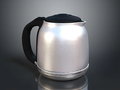 Silver Stainless Steel Insulated Household Thermos With Black Handle And Lid 3d model