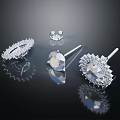 Elegant Diamond Jewelry Collection Featuring Sparkling Silver Earrings And Pendant With Shiny Gemstone Design
