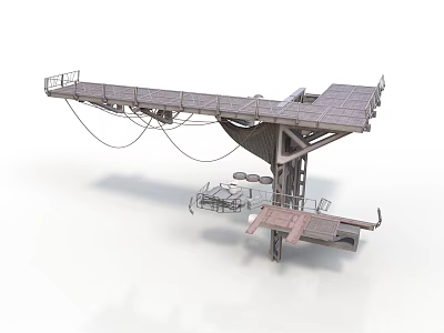 Industrial Heavy Duty Equipment With Metal Platform And Support Structures 3d model