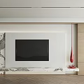 Modern TV Background Wall Interior Design With Marble Panel TV Screen And Storage Cabinets 3d model