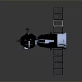 3D Space Station Model with Extended Solar Panels and Connected Modules Structure 3d model
